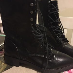 Black leather boots